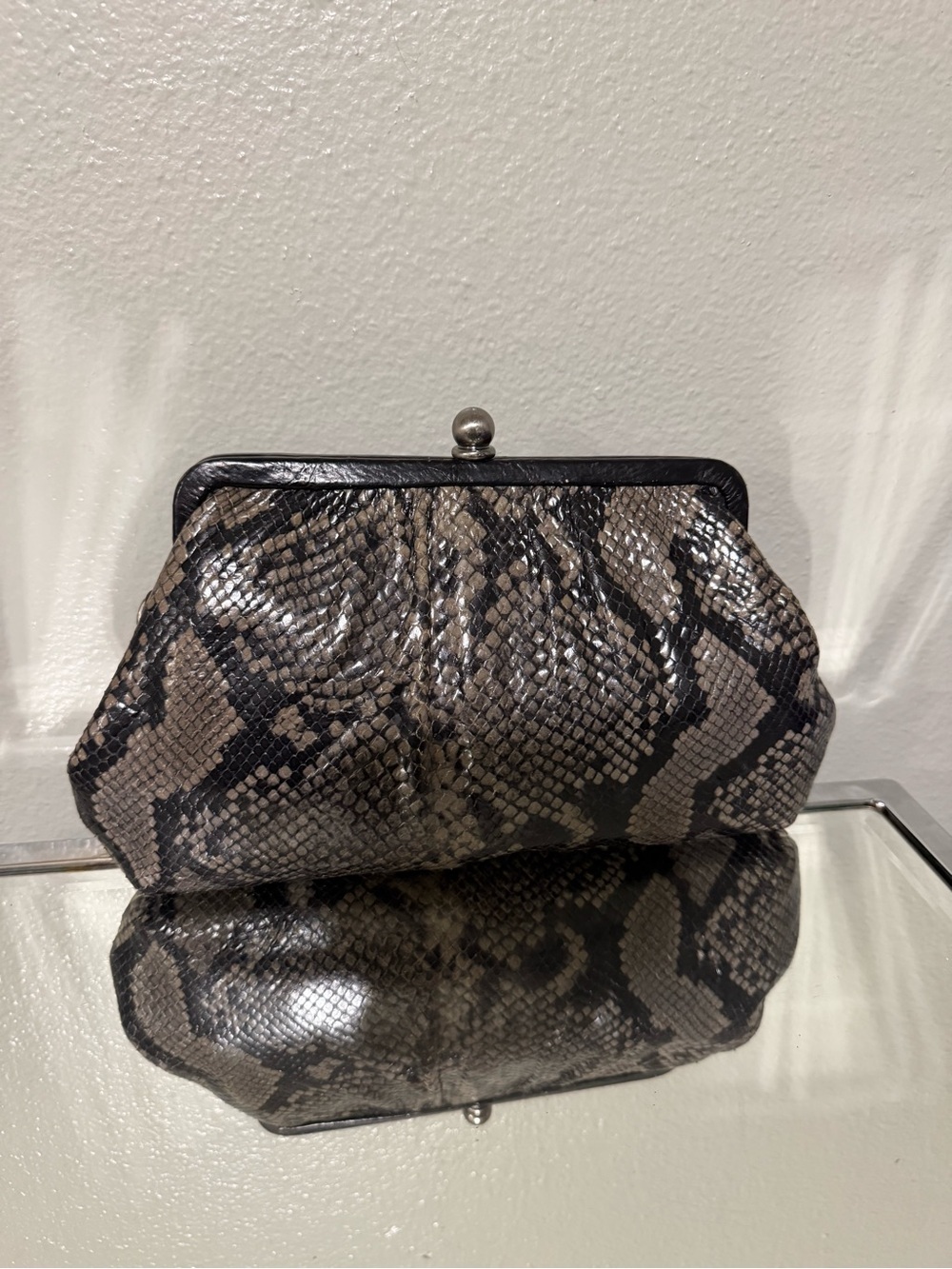 NWT Patricia Nash Smoke Snakeskin Embossed Leather Frame Satchel Handbag P899410 - Picture 2 of 6